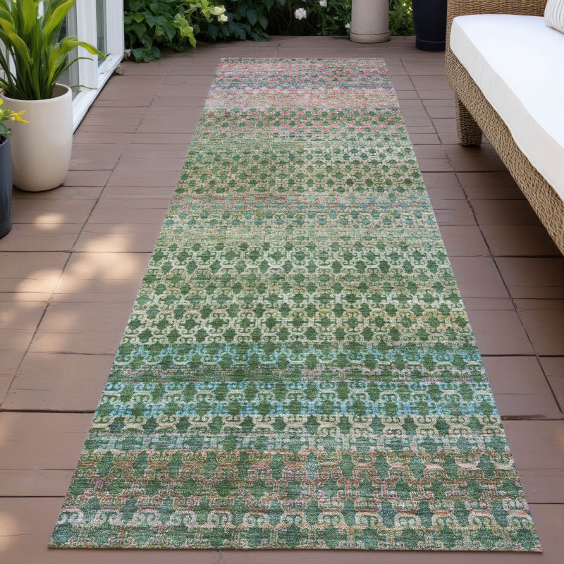 Machine Washable Indoor/Outdoor Cadence ACN2158 Abstract Rug, Tapis de couloir 2 pi 3 po x 7 pi 6 po