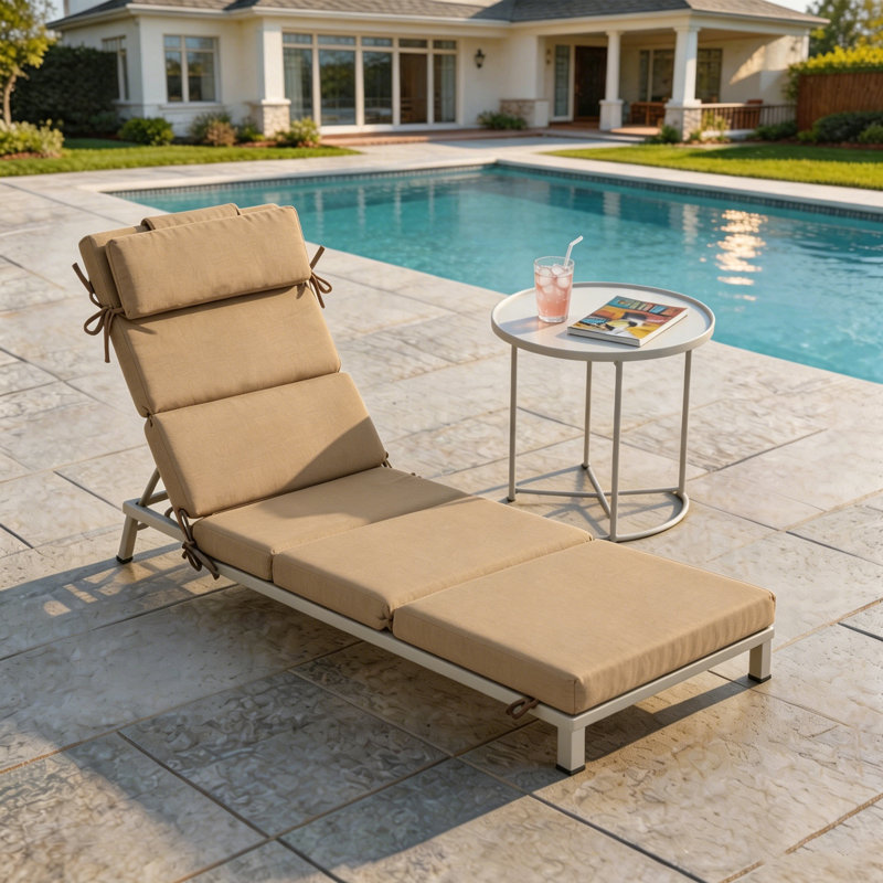 Ensemble de coussins de chaise longue d'extérieur / d'intérieur 25 po x 77 po x 2,75 po (1 paquet), L 25 po x P 77 po, Brun