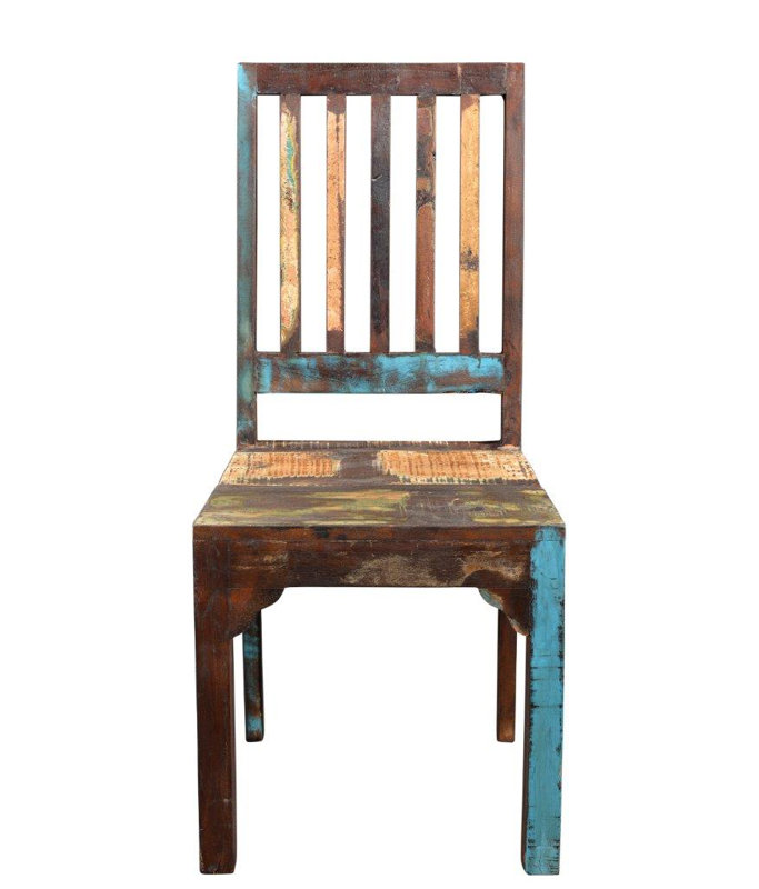 Ensemble de 2 chaises d'appoint à dossier en lattes de bois massif Nevaeh