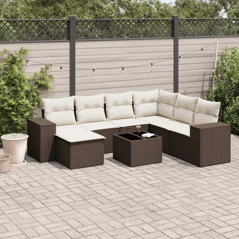 Ensemble de canapé de jardin Vidaxl brun et blanc crème