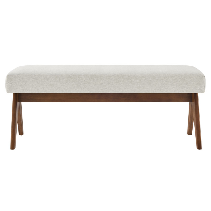 Lyra Fabric Upholstered Bench, Ivory, 18.50"H x 47"W x 18"D