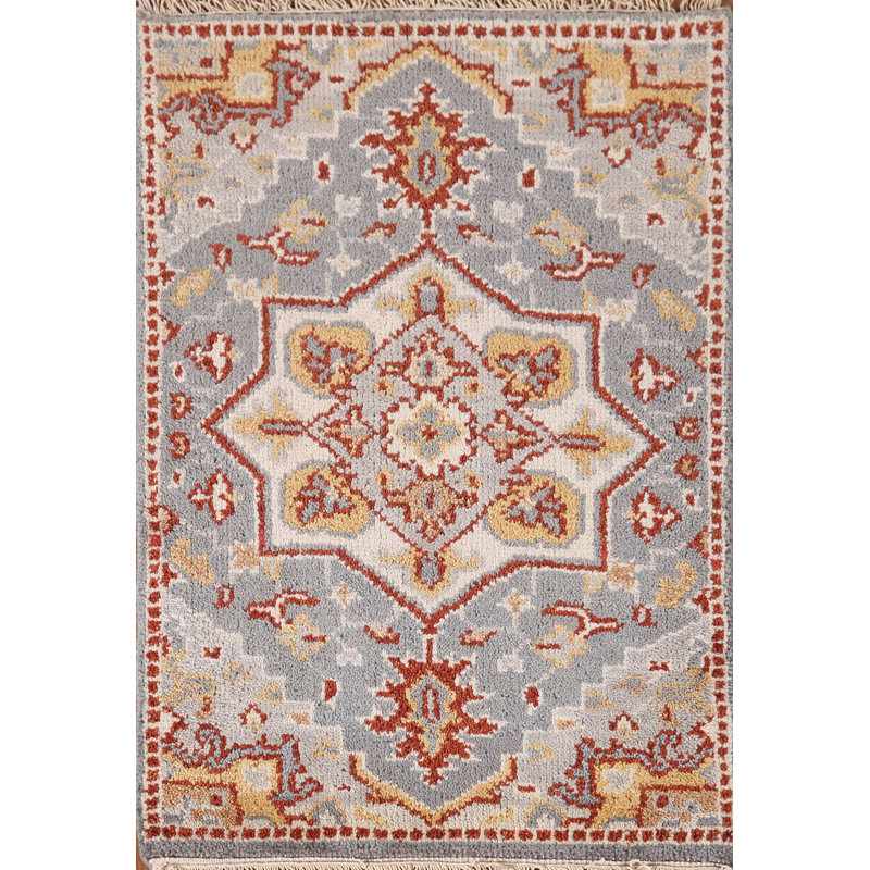 Tapis indien argenté gris Kazak 2x3