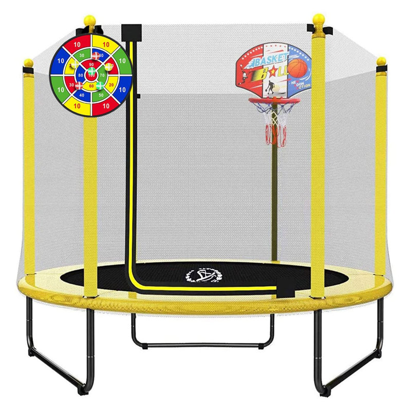 LANGXUN Round Backyard Trampoline with Safety Enclosure