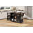 54.9" Kitchen Island With Drop Leaf, Power Outlet, Kitchen Storage Cart With 4 Door Shelves, Cross Barn Doors & Visual Glass Door, Rolling Kitchen Island On 4 Wheels For Kitchen, Dining Room,Black-1056204114