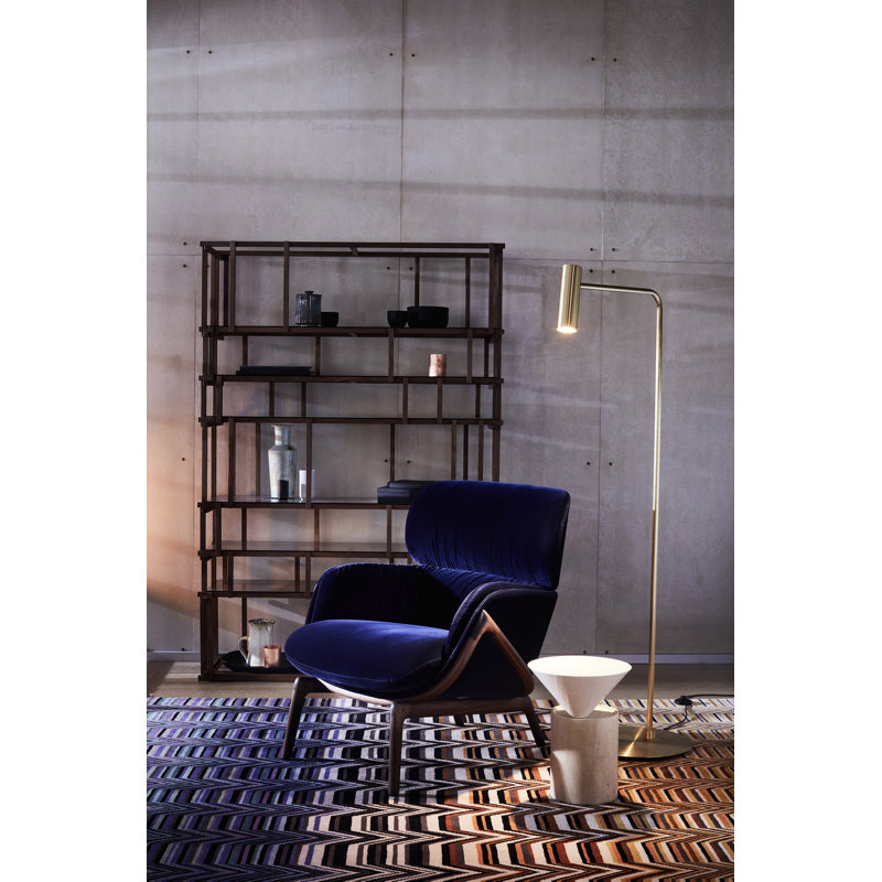 Heron Arched Floor Lamp, Satin Brass