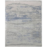 High-Quality Hand-Knotted Silver And Grey Area Rug