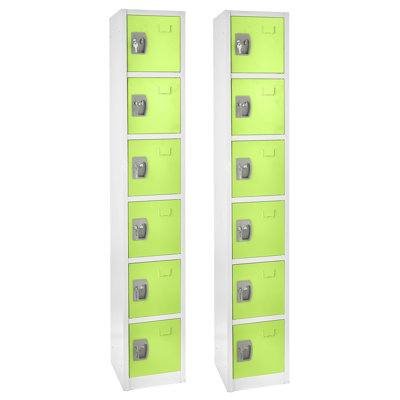 72" x 12" x 12" 6-Door Steel Key Lock 6-Tier Locker - Employee & Student Storage for Schools, Gym, Workplace - Includes Hooks, Ventilation & Card Hold
