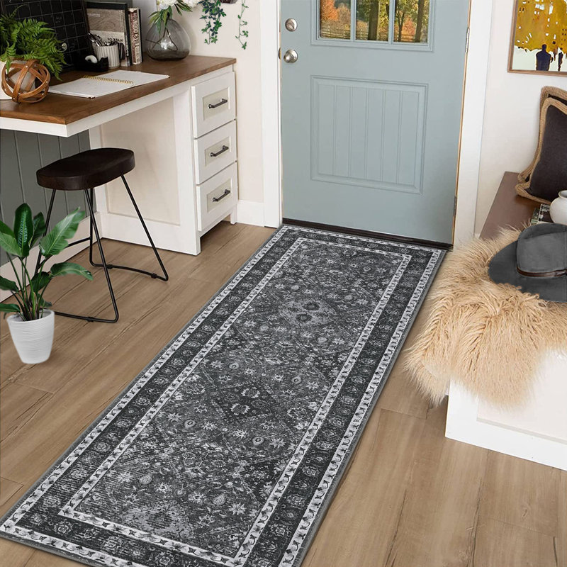 Suttle Oriental Machine Washable Rugs Floral Non-Slip Rug for Living Room Bedroom Nursery Dining Table Bedside Decor