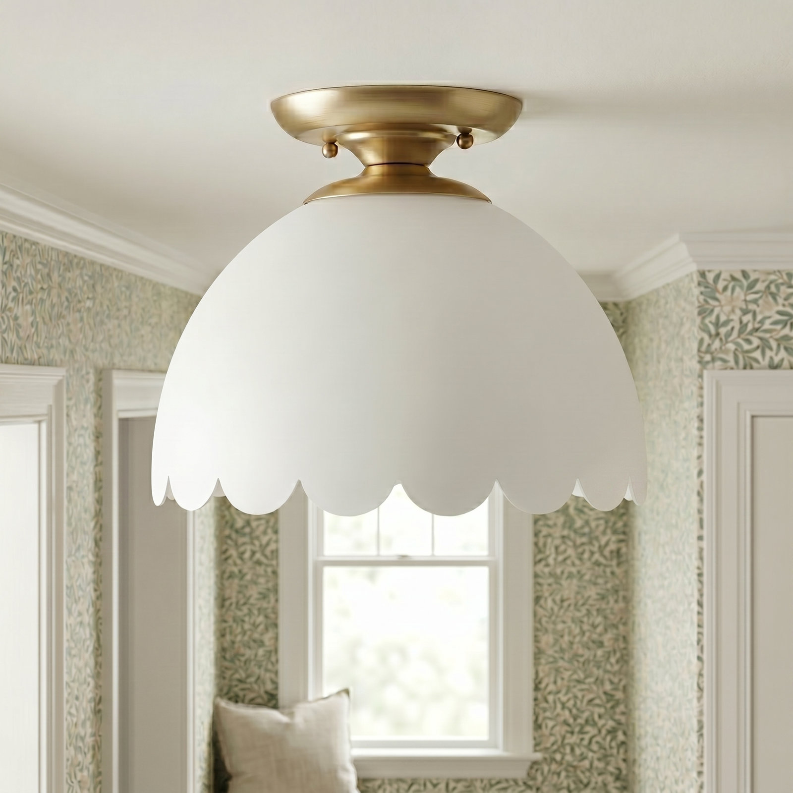 Filomela Single Light Glass Semi Flush Mount, Brushed Champagne Bronze