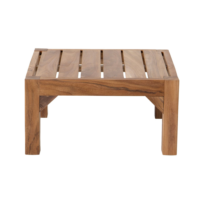 Repose-pieds extérieur en teck avec coussin Sunbrella, Charbon