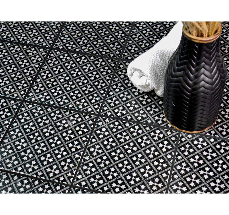 Republique 7.5-in. Encaustic /Patterned Square Matte/Satin Porcelain Floor & Wall Tile, Virtue