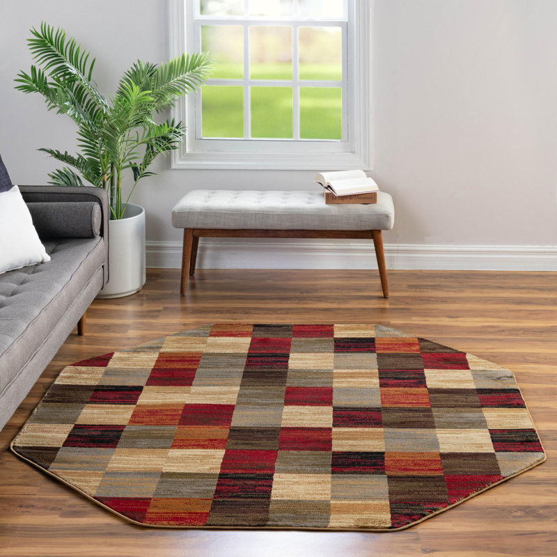 Tapis contemporain multicolore Baynebridge, Octogone 6 pi x 6 pi