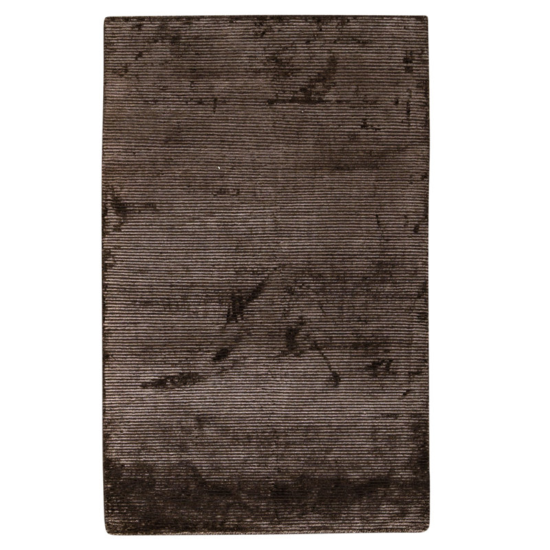 Hand Knotted Area Rug in Dark Brown
