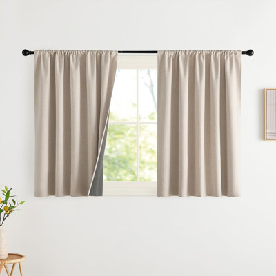 NICETOWN Burlap Vintage 2 Panels Faux Linen 100% Blackout Curtains, Rod Pocket Style, Thermal Insulated & Noise Reducing Drapes for Living Room, Bedroom, Modern, Farmhouse