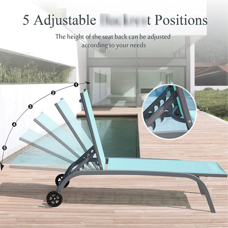 Modern Design Deck Chairs - Adjustable Back Grey Option Vibes Garden Chaise Lounges , Blue
