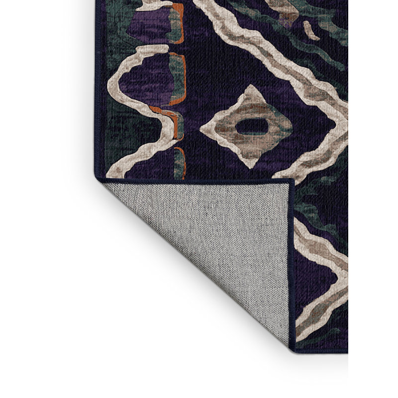 Machine Washable Purple Area Rug, Round 5'
