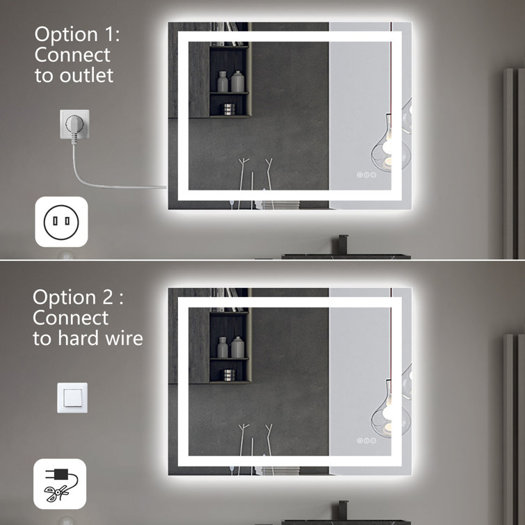 Wrought Studio Aolaith Wall Mounted Rectangular Frameless Anti Fog LED  Light Bathroom Mirror,Dimmable Vanity Mirror & Reviews