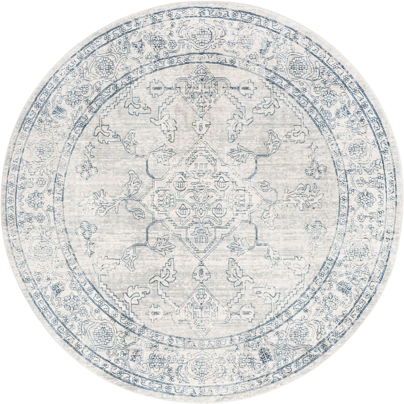 Tapis oriental gris / bleu Alabama, Rond 10 pi 2 po