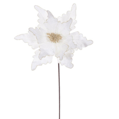 Vickerman 13" x 20" Deluxe Velvet Poinsettia Stem. It includes three pieces per bag.