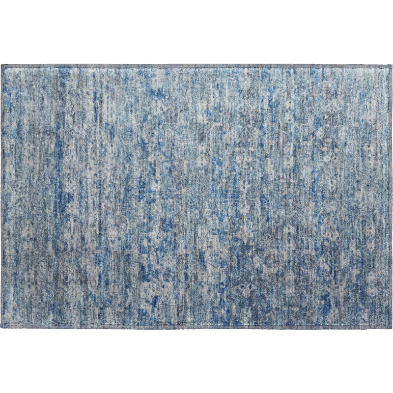 Premium Machine Washable Mayfield AMF2324 Ikat Rug, Denim, 2'6" x 3'10"