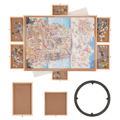 1500 casse-tête 1500 pièces avec 6 tiroirs et couvercle, scie sauteuse rotative 32,7 po x 24,6 po