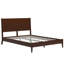 Structure de lit plateforme en bois de bambou massif de style Mid-Century avec lattes de bois et support en métal, lit-bateau, aucun sommier nécessaire, assemblage facile, chocolat-1591245959