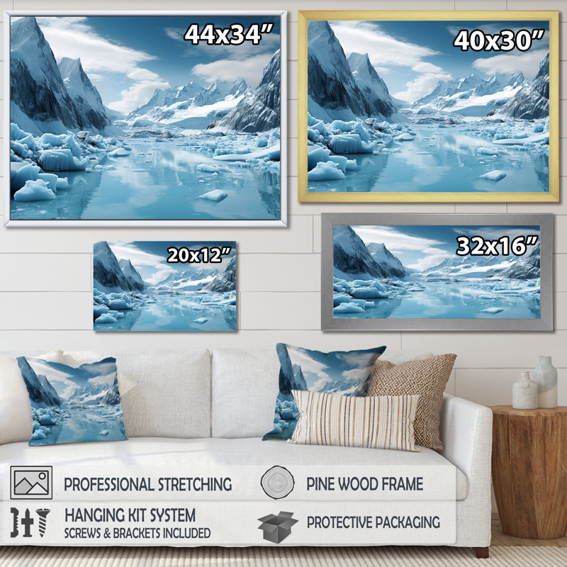 Birjesh Glacier Glacial Wonderment - Imprimé, H 16 po x l 32 po x P 1 po, Cadre naturel flottant