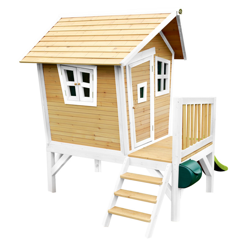 Robin AXI 264cm W x 177cm D Outdoor Hemlock Wood Luxury Playhouse, Natural/White/Lime Green