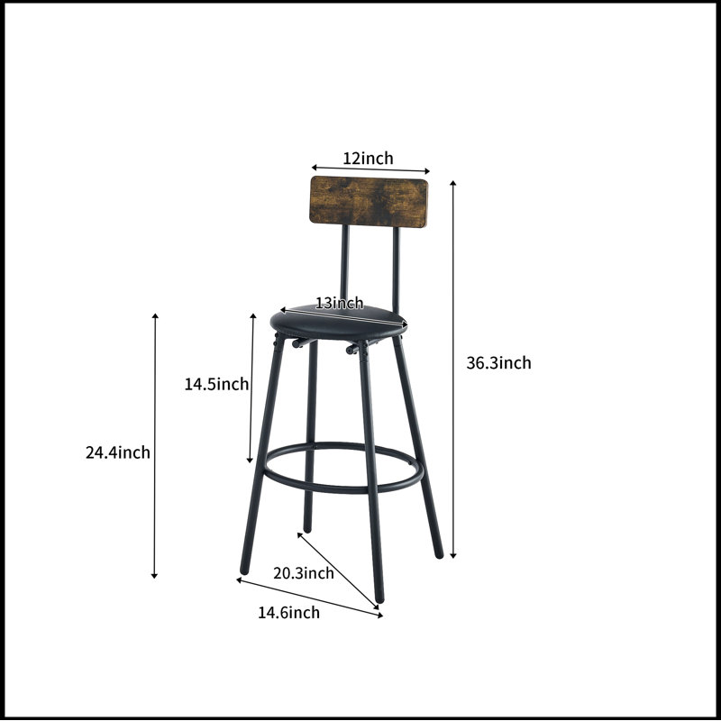 Bar Table and Chairs Set for 2, 3 Pieces Pub Dining Table Set, 2 Bar Stools PU Upholstery Seat