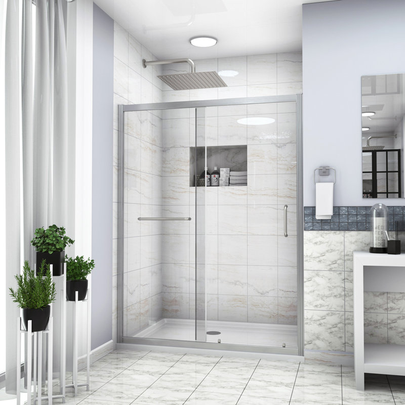 Shower Door 60" W X 72"H Single Sliding Bypass Shower Enclosure, 1/4 In. (6Mm), Chrome