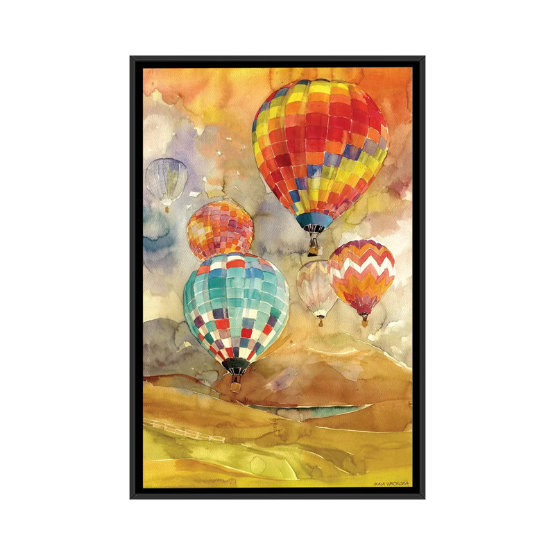 "balloons" , impression sur toile tendue, H 26 po x l 18 po x P 1,5 po, Toile avec cadre noir, Pas de tapis