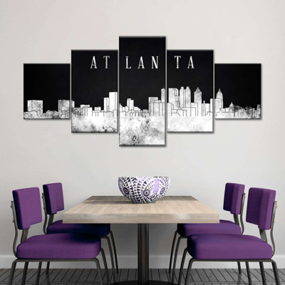 «Atlanta Skyline BW», reproduction sur toile