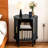 Nightstand With Charging Station, Fluted Accent Side Table With Sliding Door & Adjustable Shelf, Mid-century Modern End Table For Small Space, Living Room, Bedroom-1231376677-1231376604