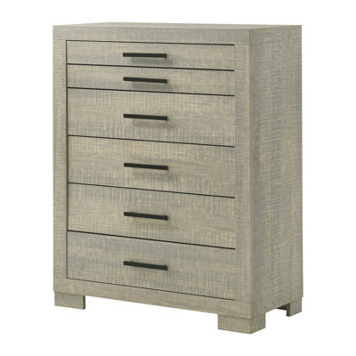 Commode à 5 tiroirs en chêne gris scié brut Daejanae