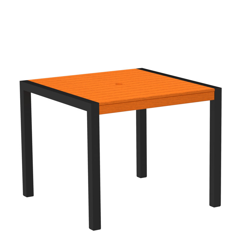Table de salle à manger POLYWOOD MOD, Noir texturé, Tangerine, L 35,18 po x P 35,18 po