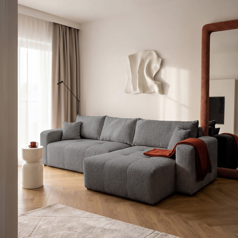 Sectional, GREY Polyester Blend