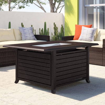 Fire Sense Talbot Aluminum Convertible Gas Fire Pit Table 55,000 BTU Bronze Finish-Rectangular 48 -  Beachcrest Home™, E31DF5D7124A440899F086FA51363754