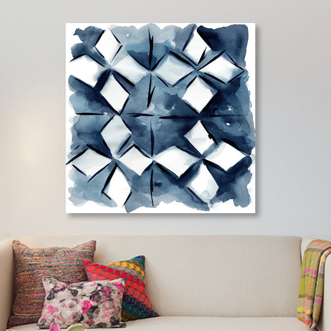 «Indigo Study IV», reproduction sur toile tendue, H 12 po x l 12 po x P 0,75 po, Toile tendue, Pas de tapis