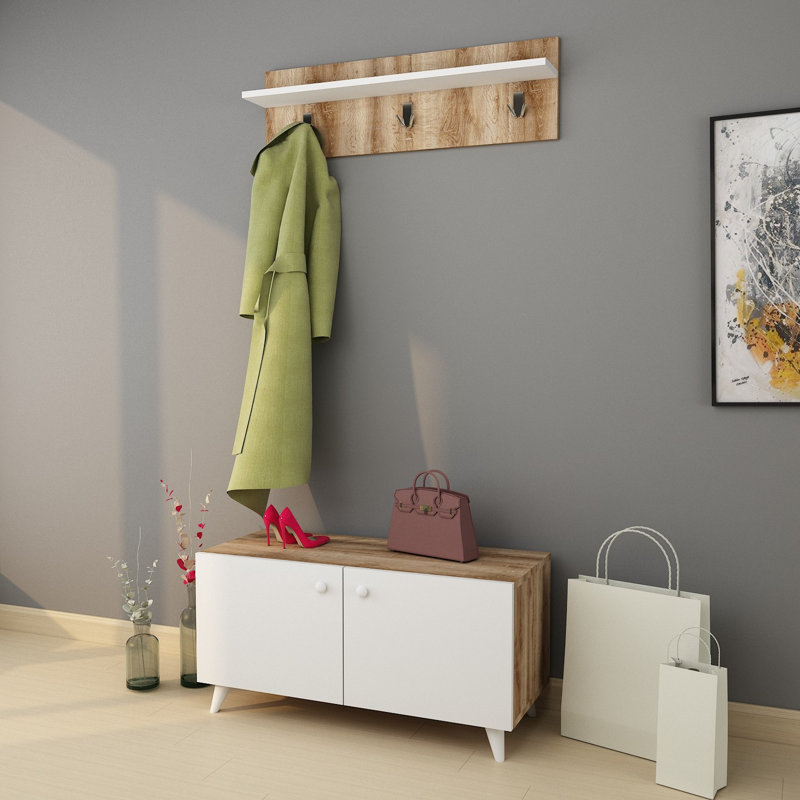 Bronson 100 cm W Hallway Set with Storage Bench and Shoe Storage
