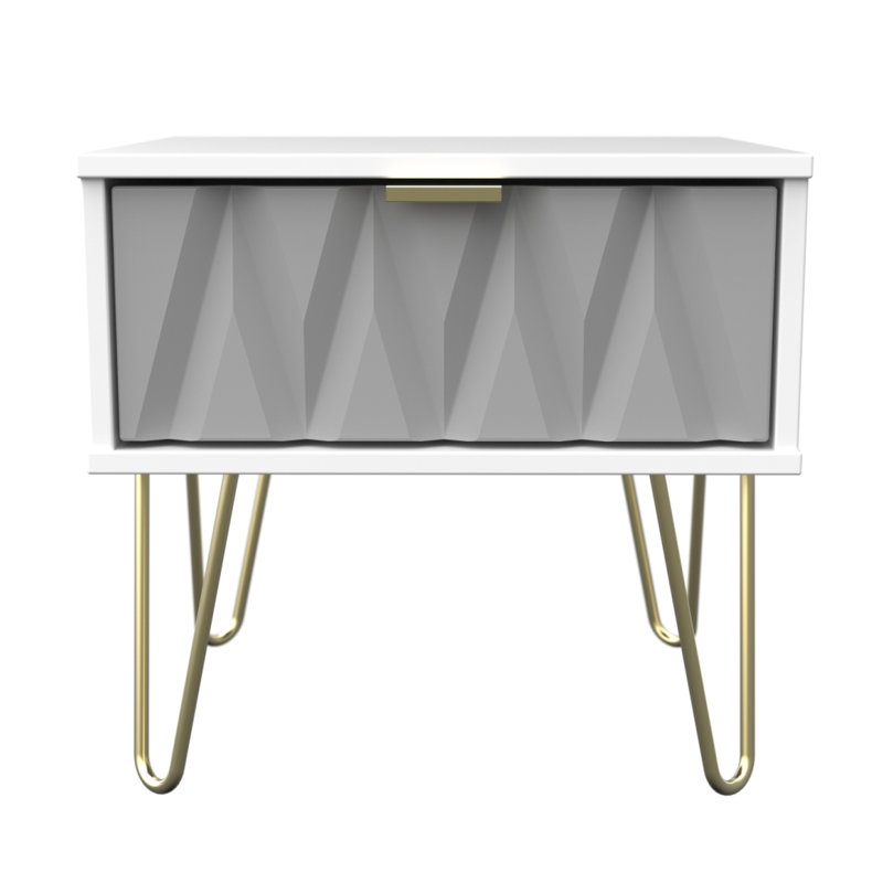 Fully Assembled Swanwyck 1 - Drawer Nightstand, Shadow Grey / White