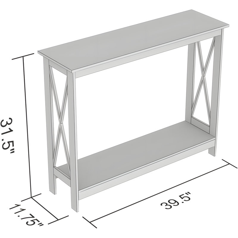Modern Console Table With X-Frame Design, Two-Tier Storage Shelf, And Durable Engineered Wood Construction