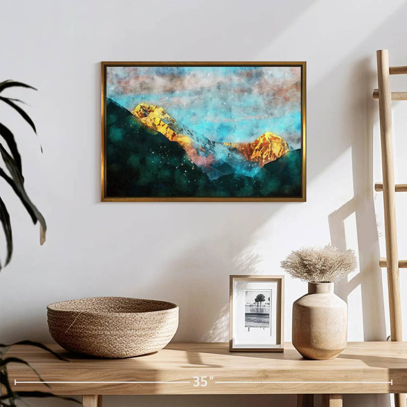 Paysage de montagne Chianna, 19 po x 13 po, Cadre flottant doré