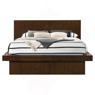 Tokyo Cappuccino Wood Queen LED Panel Bed
