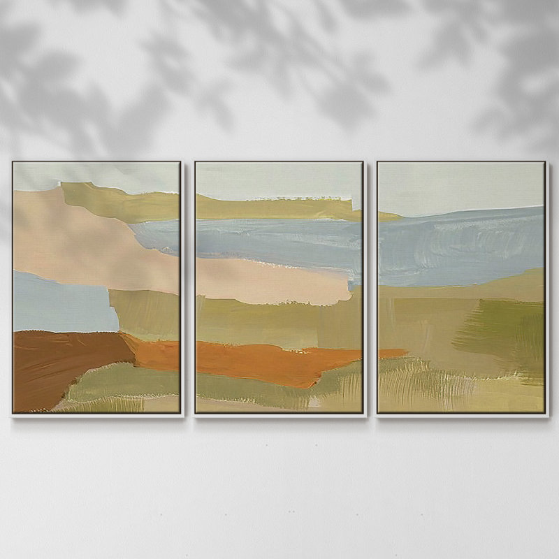Stacked Landscape IV - Toile encadrée multi-pièces, Cadre blanc, H 40 po x l 78 po