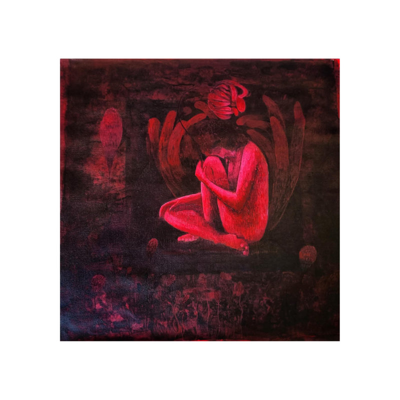 La fleur à l'intérieur | Acrylique sur toile | Par Aman Kumar Bavariya