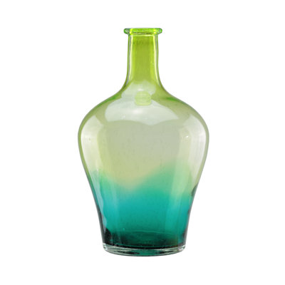 15.5" Ombre Hand Blown Bubble Glass Vase