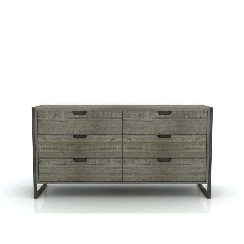 Braedon Solid Wood 155cm W 6 - Drawer Chest of Drawers