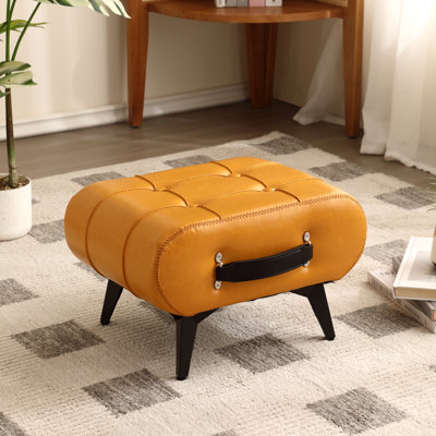 Faux Leather Handable Upholstery Ottoman, Small Foot Rest Footstool