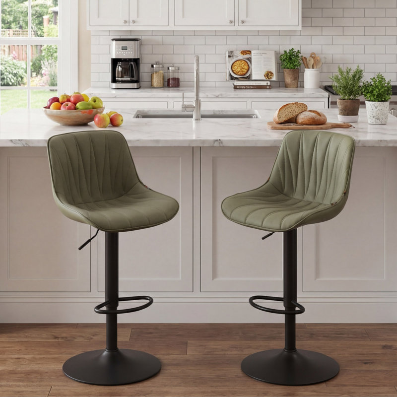 Tabourets de bar pivotants à hauteur réglable Modern, Vert olive