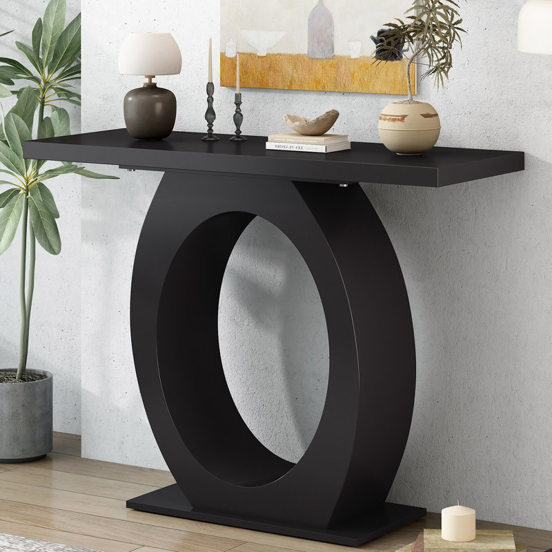 Console élégante et moderne avec base en forme d'œuf, stabilité et durabilité accrues, design épuré, Black, Black, Black
